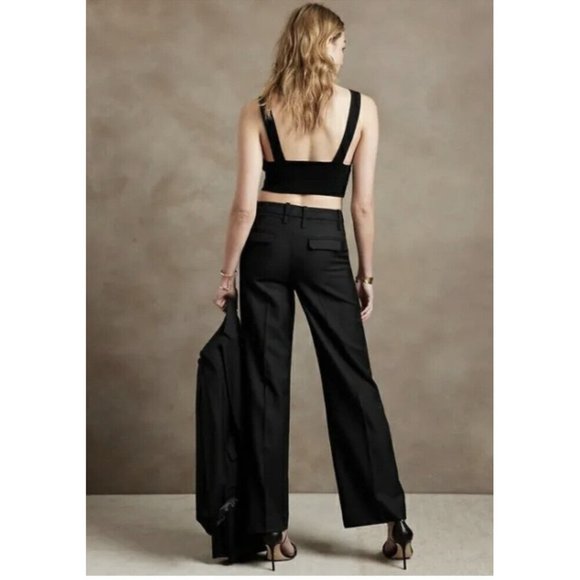 Banana Republic Lido Wide Leg Wool Pant | Black #746688 - Picture 2 of 16